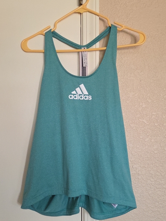 adidas Tops - adidas Teal Scoop-Neck Workout Tank with Logo